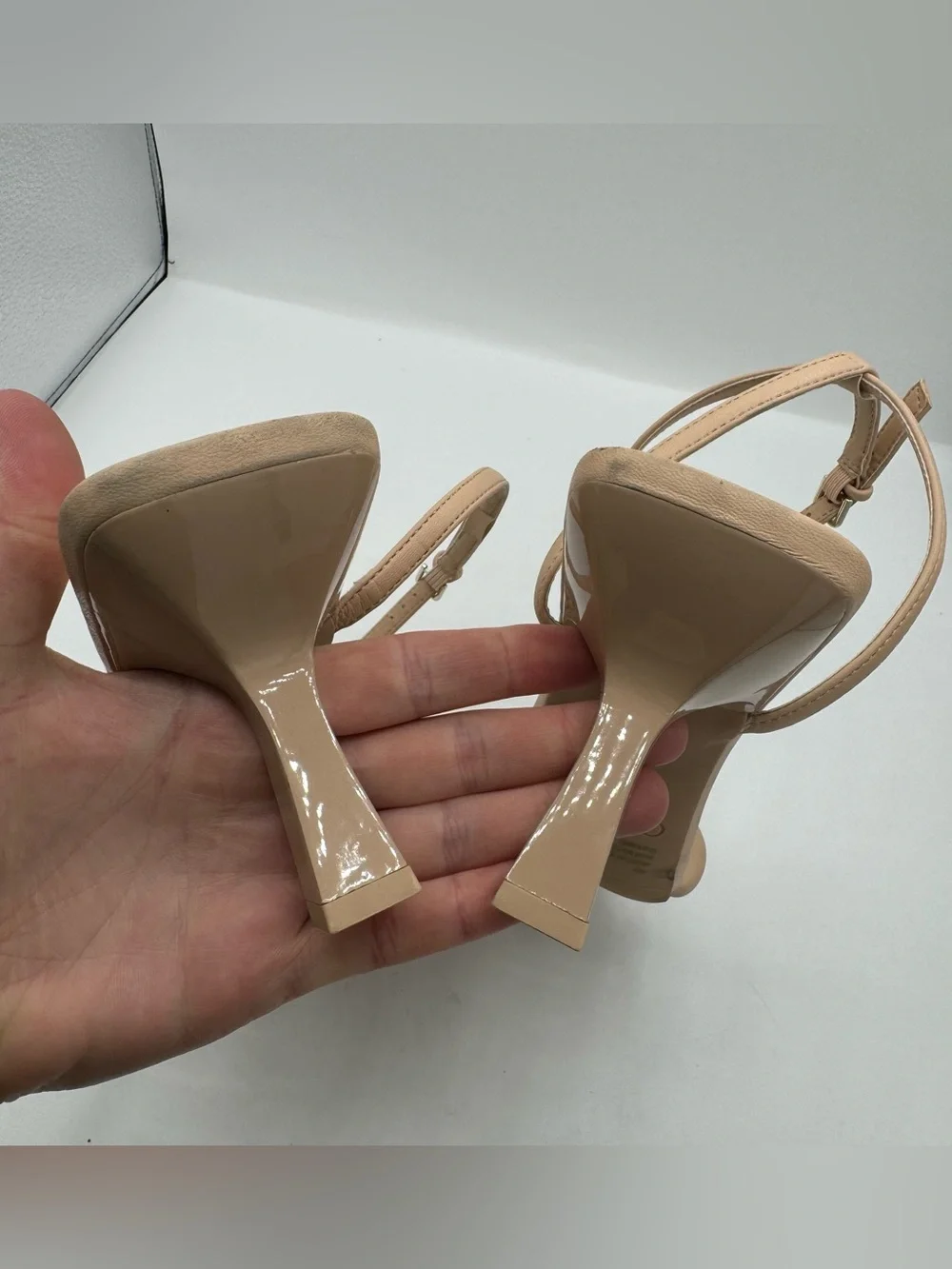 Open Edit Taytum Ankle Strap Heel Sandals Tan Cream Size US 9 neutral wedding